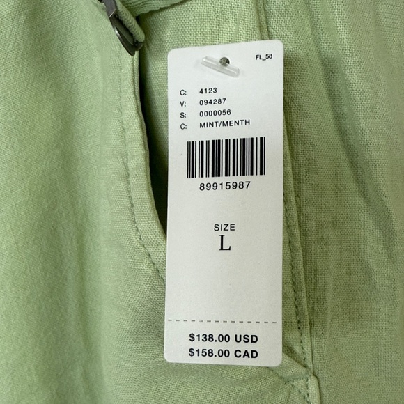 Anthropologie Pilcro Linen Beach Cargo Pants, Mint Green, Size Large, NWT - Picture 3 of 10
